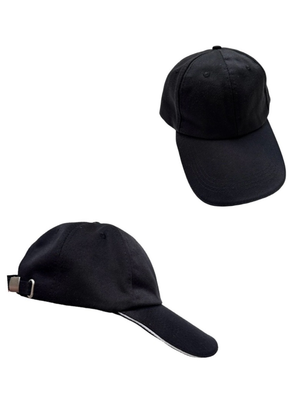 Black Baseball Cap with White Stripe Brim